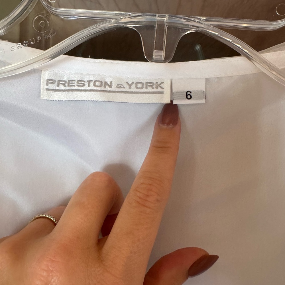 Preston & York Sheer White Blouse with Ruffled Collar - Picture 3 of 5